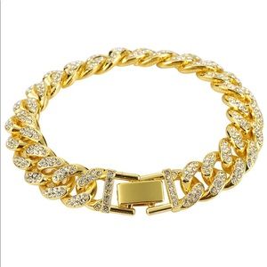 Real 18K Gold CZ Diamond Flooded Cuban Bracelet